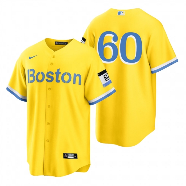 Boston Red Sox Yairo Munoz Gold Light Blue 2021 City Connect Replica Jersey