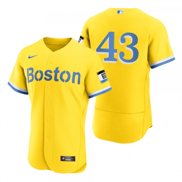 Men's Boston Red Sox Garrett Richards Gold Light Blue 2021 City Connect Authentic Jersey