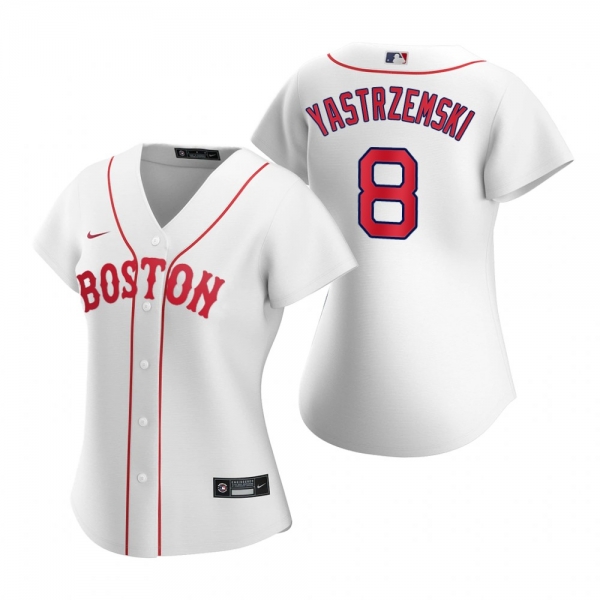 Women's Boston Red Sox Carl Yastrzemski White 2021 Patriots' Day Replica Jersey