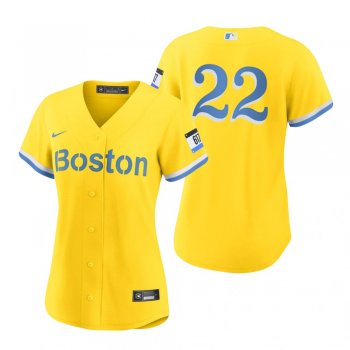 Women's Boston Red Sox Danny Santana Gold Light Blue 2021 City Connect Replica Jersey