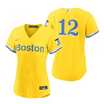 Women's Boston Red Sox Marwin Gonzalez Gold Light Blue 2021 City Connect Replica Jersey