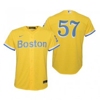 Youth Boston Red Sox Eduardo Rodriguez Nike Gold Light Blue 2021 City Connect Replica Jersey