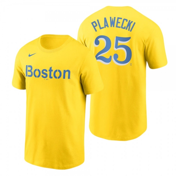 Boston Red Sox Kevin Plawecki Gold 2021 City Connect Wordmark T-Shirt