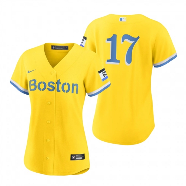 Women's Boston Red Sox Bret Saberhagen Gold Light Blue 2021 City Connect Replica Jersey