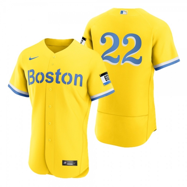 Men's Boston Red Sox Danny Santana Gold Light Blue 2021 City Connect Authentic Jersey