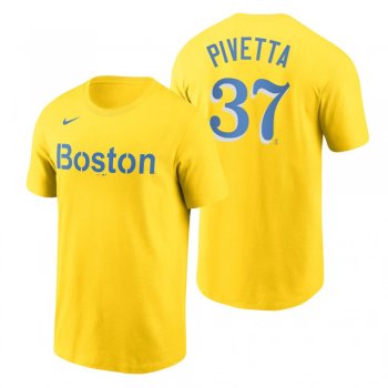 Boston Red Sox Nick Pivetta Gold 2021 City Connect Wordmark T-Shirt