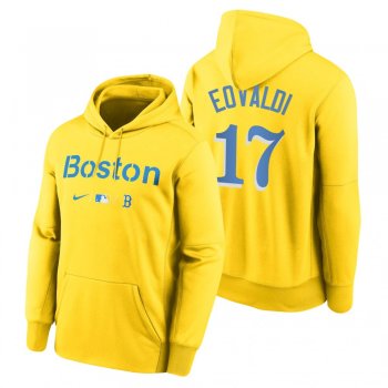 Boston Red Sox Nathan Eovaldi Gold 2021 City Connect Baseball Therma Pullover Hoodie