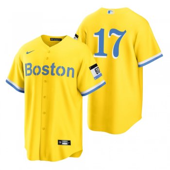 Boston Red Sox Bret Saberhagen Gold Light Blue 2021 City Connect Replica Jersey