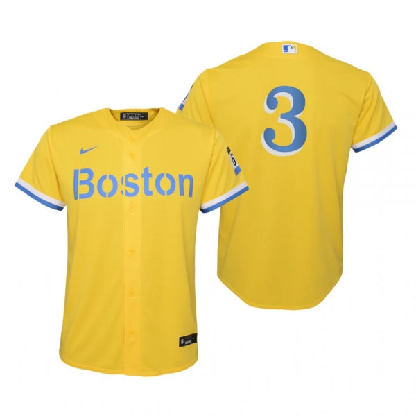 Youth Boston Red Sox Jonathan Arauz Nike Gold Light Blue 2021 City Connect Replica Jersey