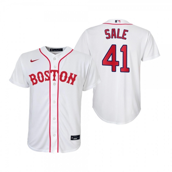 Youth Boston Red Sox Chris Sale Nike White 2021 Patriots' Day Replica Jersey