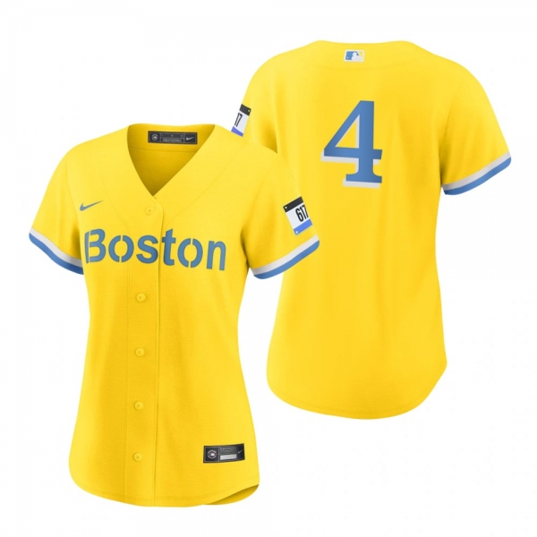 Women's Boston Red Sox Carney Lansford Gold Light Blue 2021 City Connect Replica Jersey