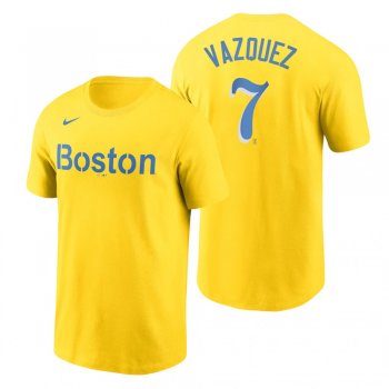 Boston Red Sox Christian Vazquez Gold 2021 City Connect Wordmark T-Shirt