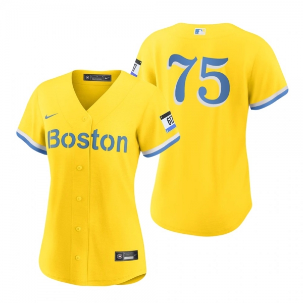 Women's Boston Red Sox Cesar Puello Gold Light Blue 2021 City Connect Replica Jersey