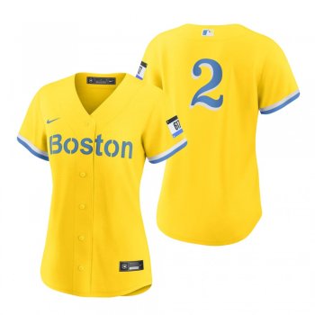 Women's Boston Red Sox Xander Bogaerts Gold Light Blue 2021 City Connect Replica Jersey