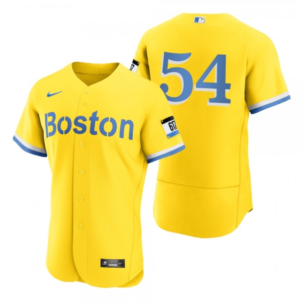 Men's Boston Red Sox Martin Perez Gold Light Blue 2021 City Connect Authentic Jersey