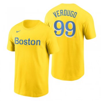 Boston Red Sox Alex Verdugo Gold 2021 City Connect Wordmark T-Shirt