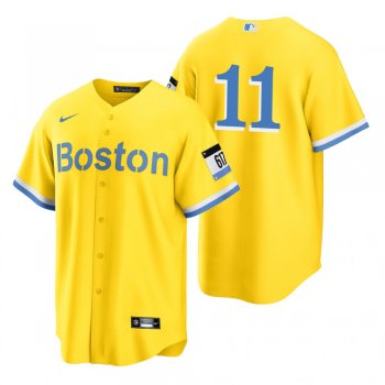 Boston Red Sox Rafael Devers Gold Light Blue 2021 City Connect Replica Jersey