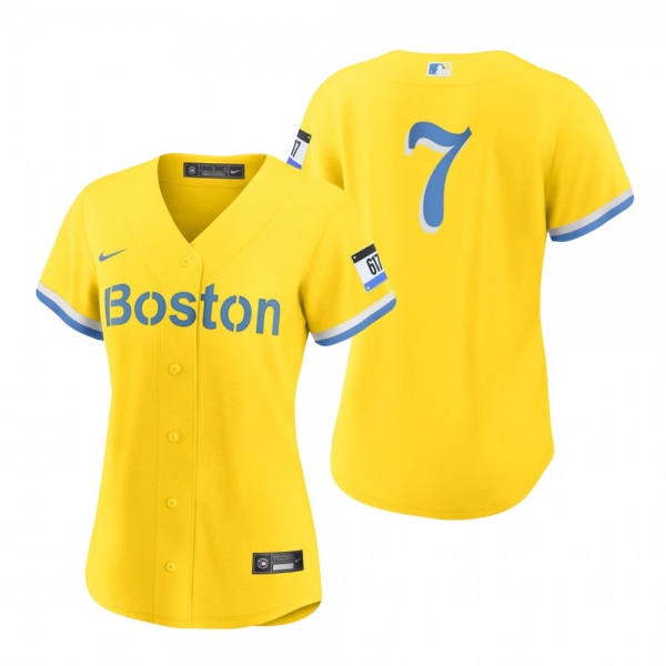 Women's Boston Red Sox Dom DiMaggio Gold Light Blue 2021 City Connect Replica Jersey