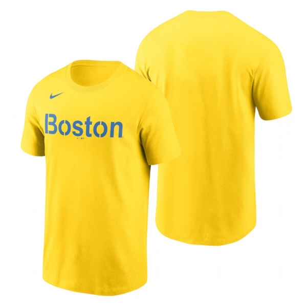 Boston Red Sox Gold 2021 City Connect Wordmark T-Shirt