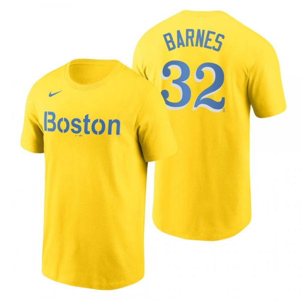 Boston Red Sox Matt Barnes Gold 2021 City Connect Wordmark T-Shirt