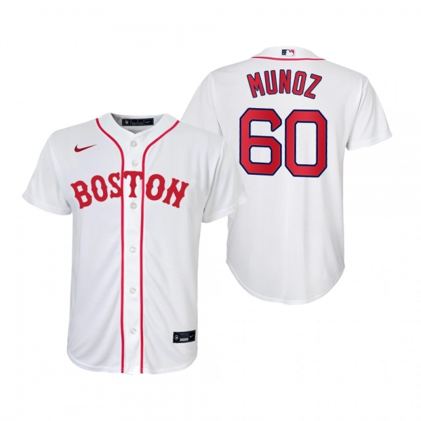 Youth Boston Red Sox Yairo Munoz Nike White 2021 Patriots' Day Replica Jersey