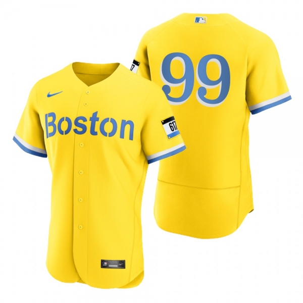 Men's Boston Red Sox Alex Verdugo Gold Light Blue 2021 City Connect Authentic Jersey