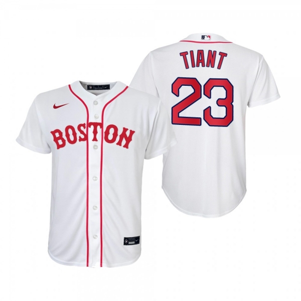 Youth Boston Red Sox Luis Tiant Nike White 2021 Patriots' Day Replica Jersey