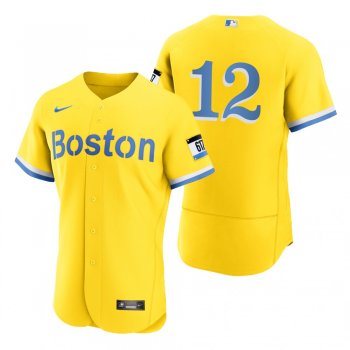 Men's Boston Red Sox Marwin Gonzalez Gold Light Blue 2021 City Connect Authentic Jersey