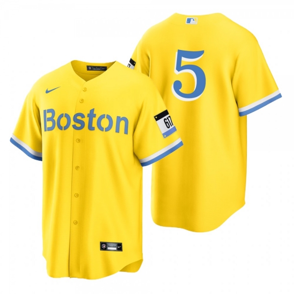 Boston Red Sox Enrique Hernandez Gold Light Blue 2021 City Connect Replica Jersey