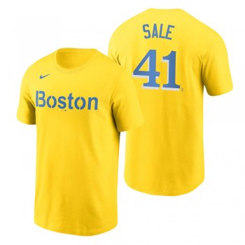 Boston Red Sox Chris Sale Gold 2021 City Connect Wordmark T-Shirt