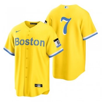 Boston Red Sox Christian Vazquez Gold Light Blue 2021 City Connect Replica Jersey