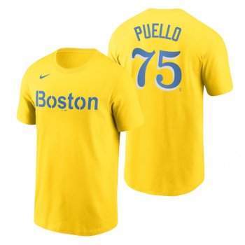 Boston Red Sox Cesar Puello Gold 2021 City Connect Wordmark T-Shirt