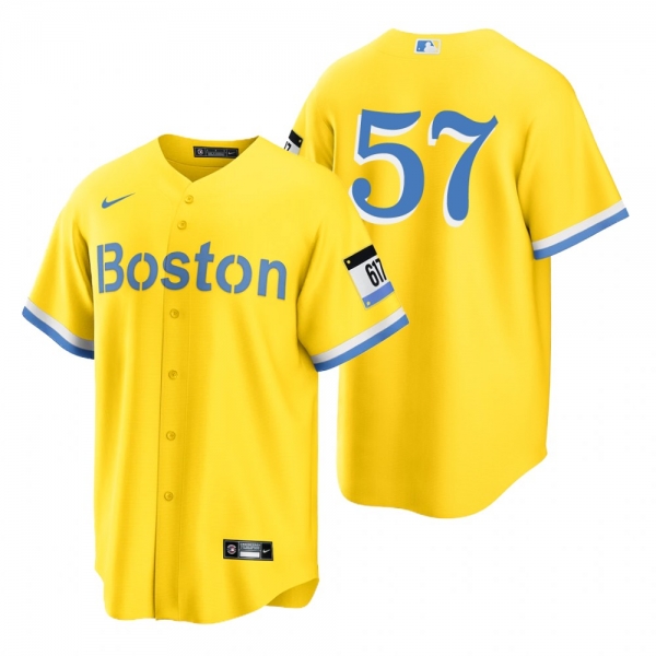 Boston Red Sox Eduardo Rodriguez Gold Light Blue 2021 City Connect Replica Jersey