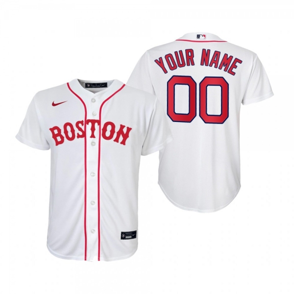 Youth Boston Red Sox Custom Nike White 2021 Patriots' Day Replica Jersey