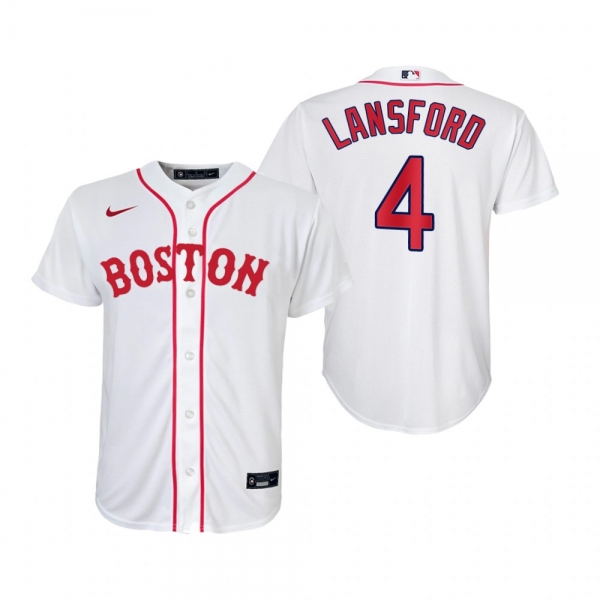 Youth Boston Red Sox Carney Lansford Nike White 2021 Patriots' Day Replica Jersey