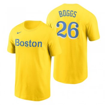 Boston Red Sox Wade Boggs Gold 2021 City Connect Wordmark T-Shirt