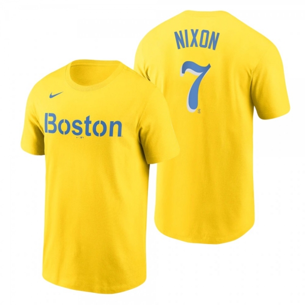 Boston Red Sox Trot Nixon Gold 2021 City Connect Wordmark T-Shirt