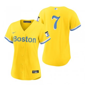 Women's Boston Red Sox Christian Vazquez Gold Light Blue 2021 City Connect Replica Jersey