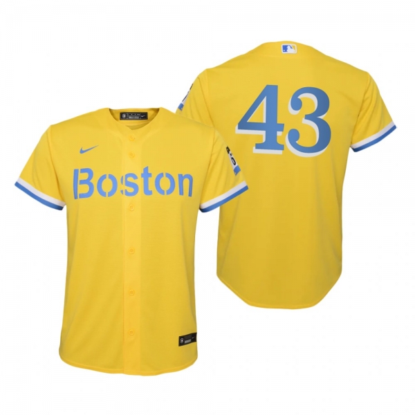 Youth Boston Red Sox Garrett Richards Nike Gold Light Blue 2021 City Connect Replica Jersey