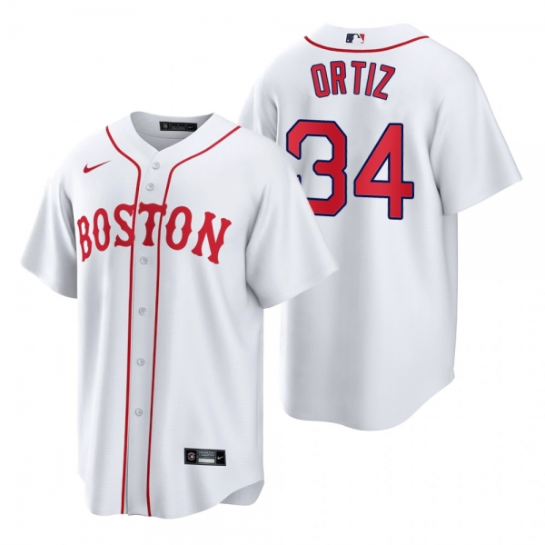 Boston Red Sox David Ortiz White 2021 Patriots' Day Replica Jersey