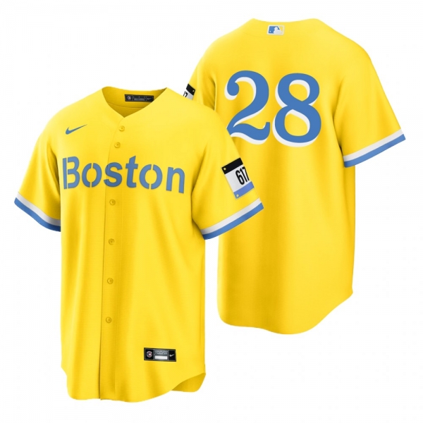 Boston Red Sox J.D. Martinez Gold Light Blue 2021 City Connect Replica Jersey