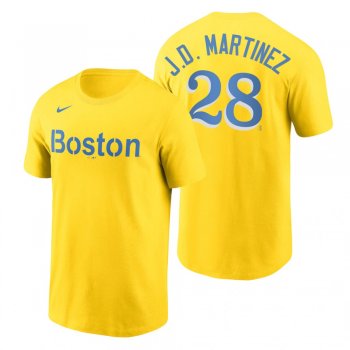 Boston Red Sox J.D. Martinez Gold 2021 City Connect Wordmark T-Shirt