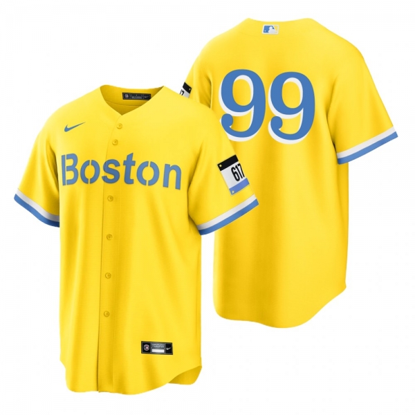 Boston Red Sox Alex Verdugo Gold Light Blue 2021 City Connect Replica Jersey