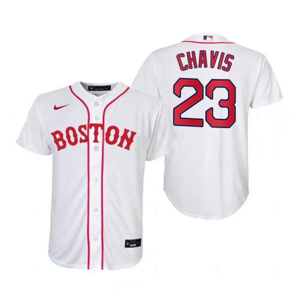 Youth Boston Red Sox Michael Chavis Nike White 2021 Patriots' Day Replica Jersey