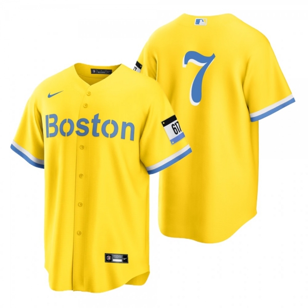 Boston Red Sox Dom DiMaggio Gold Light Blue 2021 City Connect Replica Jersey