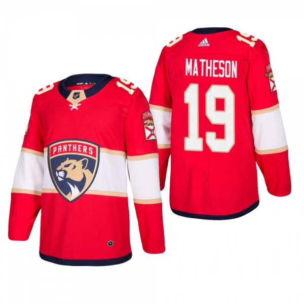 Men's Florida Panthers Mike Matheson #19 Home Red Authentic Player Cheap Jersey