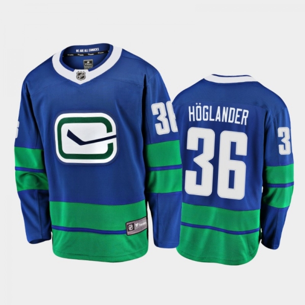 Men's Vancouver Canucks Nils Höglander #36 Alternate Blue 2021 Breakaway Jersey