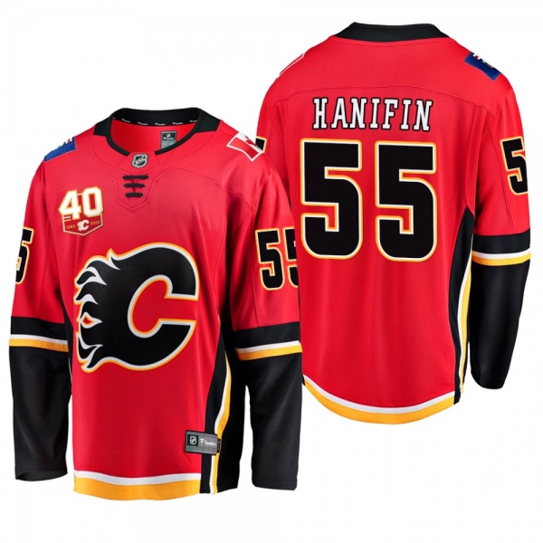 Calgary Flames Noah Hanifin #55 40th Anniversary Red Home Jersey