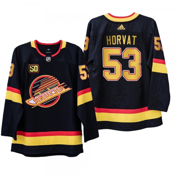 Vancouver Canucks Bo Horvat #53 50th Anniversary Black Adizero Throwback Jersey