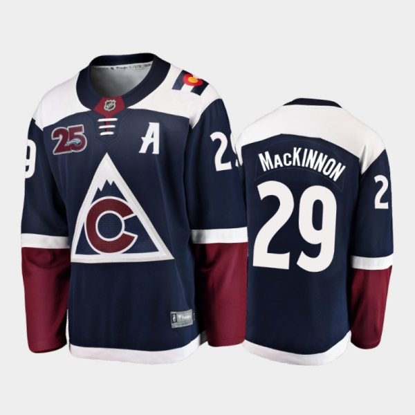 Men Colorado Avalanche Nathan Mackinnon #29 25th Anniversary Navy 2020-21 Alternate Jersey